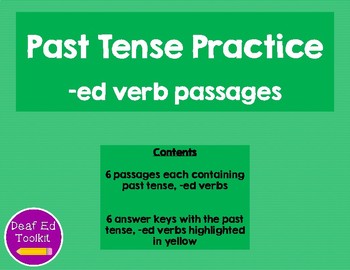 Past Tense Practice: -ed verbs by Deaf Ed Toolkit | TpT