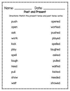 past tense regular verbs worksheet by designs by miss c tpt