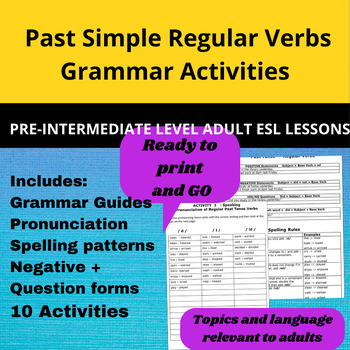 Preview of Adult ESL - Grammar - Past Tense Regular Verbs