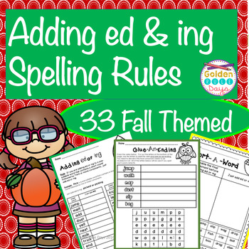 Preview of Past Tense Spelling Rules When Adding ed & ing  33 Suffix Worksheets