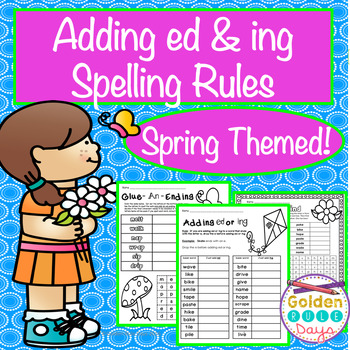 Preview of Past Tense Spelling Rules When Adding ed & ing  33 Suffix Worksheets Spring