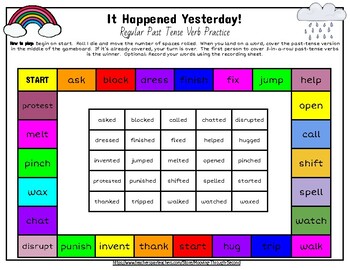 Past Tense Verb Game by Mooving Through Second  TpT