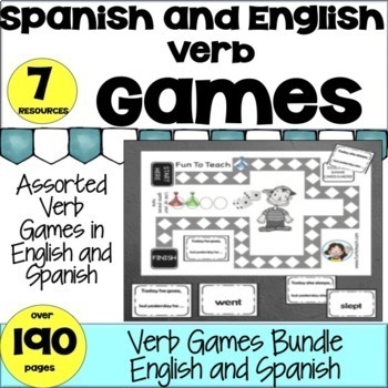 Preview of Past Tense Verb Games with English & Spanish Verb Tense Activities & Grammar