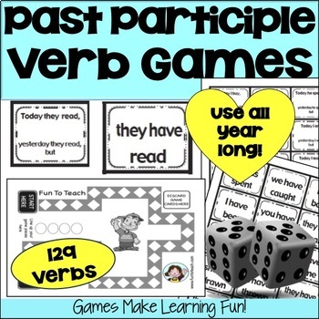 Preview of Past Tense Verb Games with Past Participle Verb Tense Activities & Grammar Game