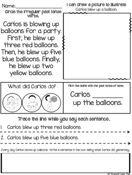 Past Tense Verb Practice Pages by Sounds Like Fun | TPT