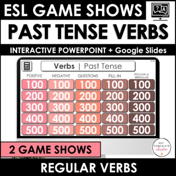 Preview of Past Tense Verb Review - Regular Verbs Game Show | PowerPoint + Google Slides