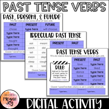 Preview of Past Tense Verbs Digital Activity - Distance Learning
