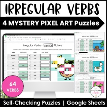 Preview of Past Tense Verbs - Irregular Verb Digital Mystery Pixel Puzzle | Google Sheets™