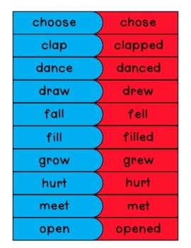 Past Tense Verbs Match Game 2 by Hurting for Learning - Matthew Hurt