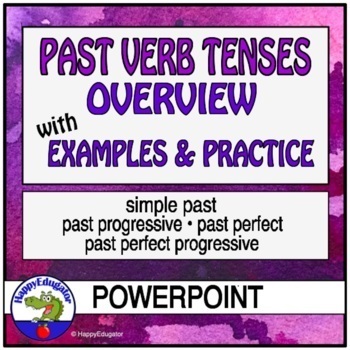 Preview of Past Tense Verbs PowerPoint with Printable Worksheets and Charts