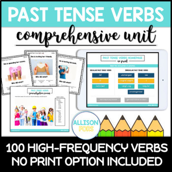 Preview of Past Tense Verbs Unit Speech Therapy - Irregular Verbs - Printable & Digital