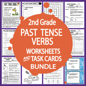 Preview of Past Tense Verbs Worksheets & Task Cards–2nd Grade Regular & Irregular Verbs 
