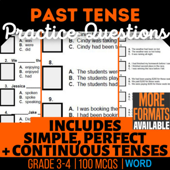 Preview of Past Tense Word Worksheets Simple Progressive and Perfect 3rd 4th Grade