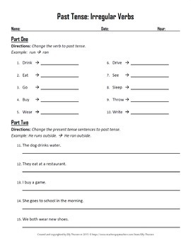 past tense worksheets with regular and irregular verbs by