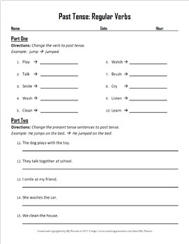 past tense worksheets with regular and irregular verbs by elly thorsen