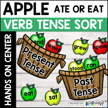 Preview of Fall Verbs Past and Present Tense Verbs Center Activity - Apple Ate or Eat
