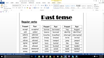 Preview of Past tense verb list