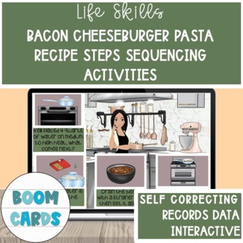 Preview of Pasta Dish Recipe Read & Sequencing Steps to Completion Boom Cards