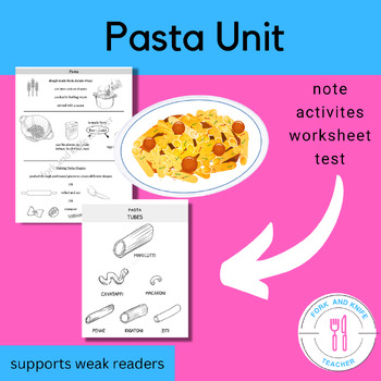 Pasta No Prep Unit with QR Codes for FCS and Cooking Class TPT