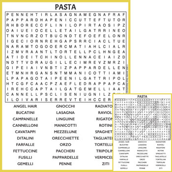Preview of Pasta Word Search