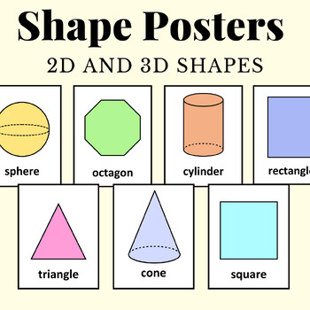 Pastel 2D and 3D Shape Posters for Classroom by Ms C in Second | TPT