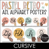 Pastel ASL Alphabet Cursive - Sign Language Alphabet - Cal