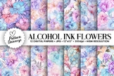 Pastel Alcohol Ink Flowers Digital Paper