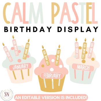 Preview of Pastel Birthday Bulletin Board | Editable | *NEW