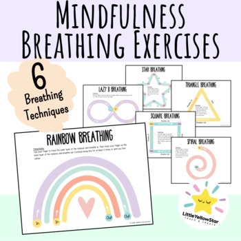 Preview of Pastel Breathing Exercises | Mindfulness Breathing Cards + Rainbow Breathing