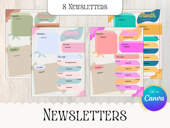 Preview of Pastel Bright Editable Teacher Newsletter, Classroom Printable School Newsletter