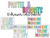 Pastel & Brights 10 Drawer Rolling Cart Labels - Rainbow