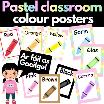 Preview of Pastel Classroom Decor Colour Poster Display / Postaeir Dathanna As Gaeilge