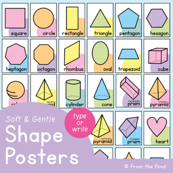 Preview of Pastel Classroom Decor | Shape Posters 2D and 3D