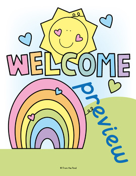 Editable Pastel Rainbow Door Decor, Welcome Sign and Name Label Display