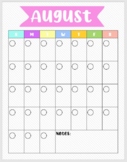 Pastel Colors Monthly Calendar Template