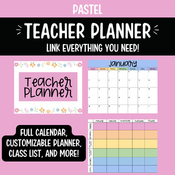 Preview of Pastel Customizable Digital Teacher Planner