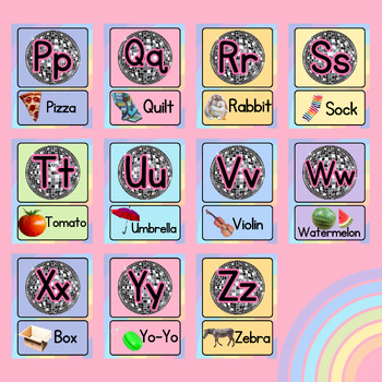 Pastel Disco Classroom Alphabet Poster Set - Science of Reading Aligned