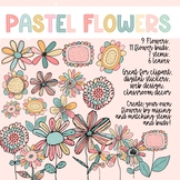 Pastel Doodle Flowers Clipart | Commercial Use | 24