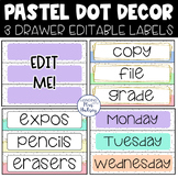 Pastel Dot Editable 3 Drawer Labels