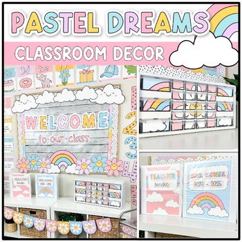 Preview of Pastel Dreams Classroom Decor Bundle | Calm Classroom Theme | Cloud