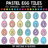Pastel Easter Egg Letter and Number Tiles Clipart