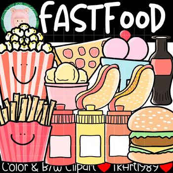 Preview of Pastel Fast Food Junk Food Burger Hotdog French-fries Clip art