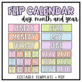 Pastel Flip Calendar | Soft Pastel Classroom Decor | Edita