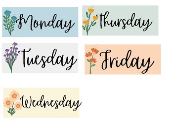 Preview of Pastel Flower days of the week