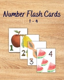 Pastel Fruit Number Flashcards 1-4