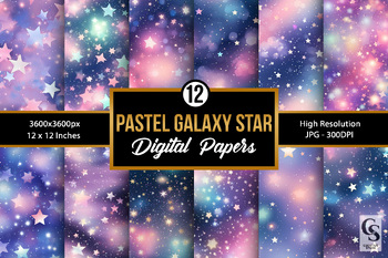 Cotton Candy Galaxy Digital Paper Pack Nebula Digital Wallpaper