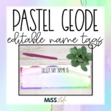Pastel Geode Editable Name Tags