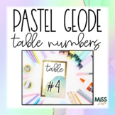 Pastel Geode Table Numbers Classroom Decor