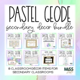 Pastel Geode Upper Elementary or Secondary Classroom Decor Bundle