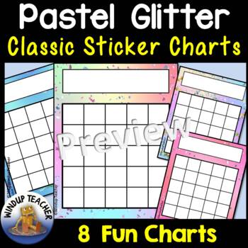 Preview of Pastel Glitter Classic Reward Sticker Charts for Behavior - Spring & Easter